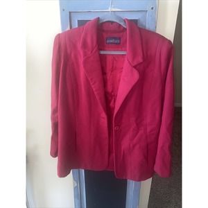 Herman Geist Tan Short Jacket Blazer 5 Button Red Lined Women’s L EUC